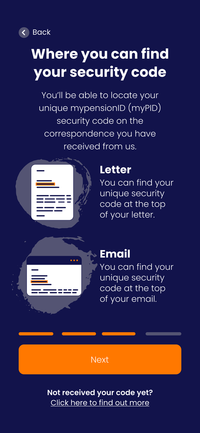 PensionID verification screen