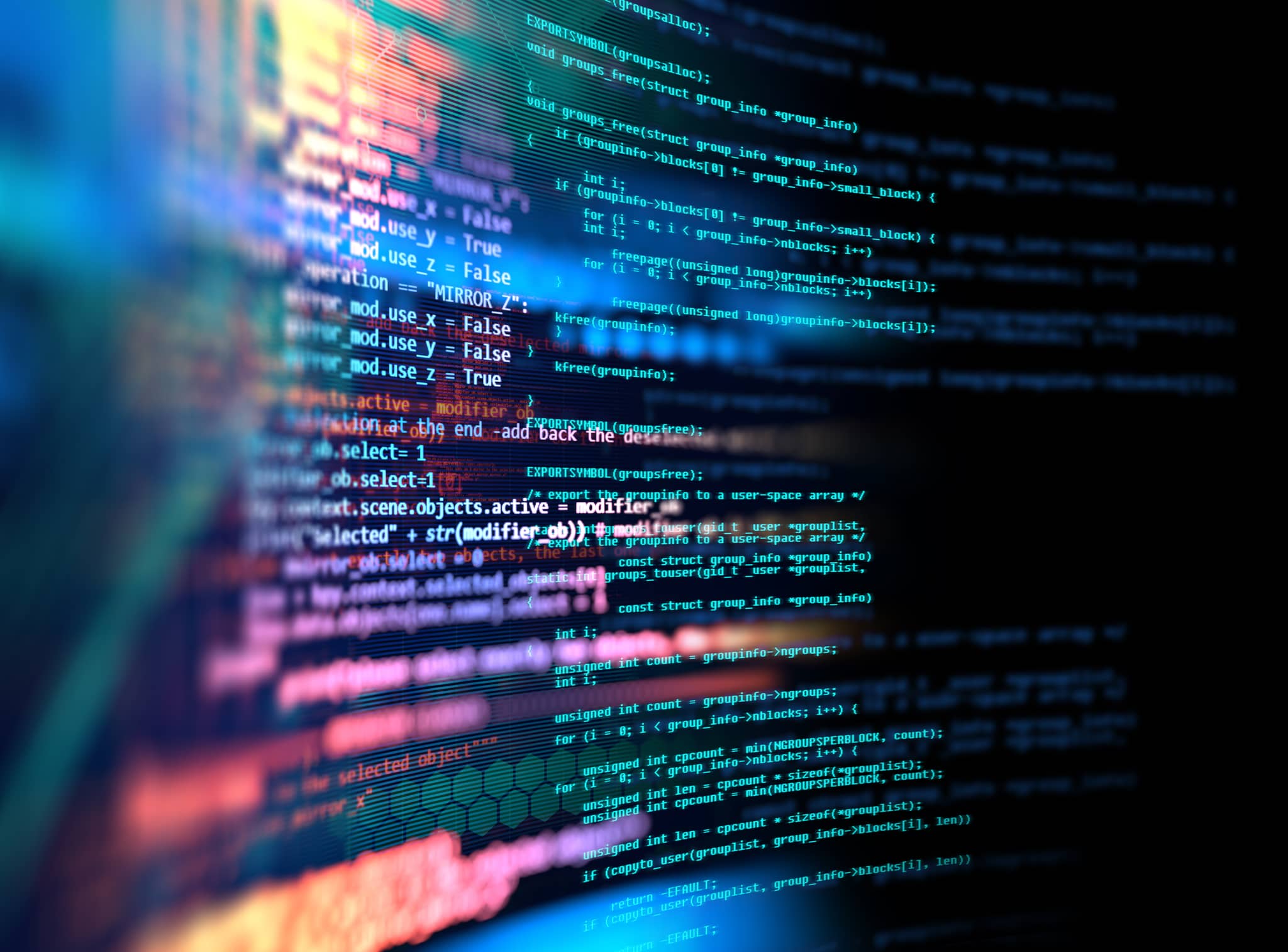 Colourful code on a screen