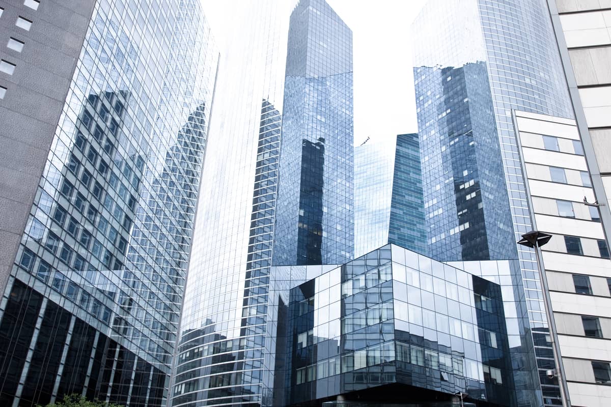 External shot of a banking district