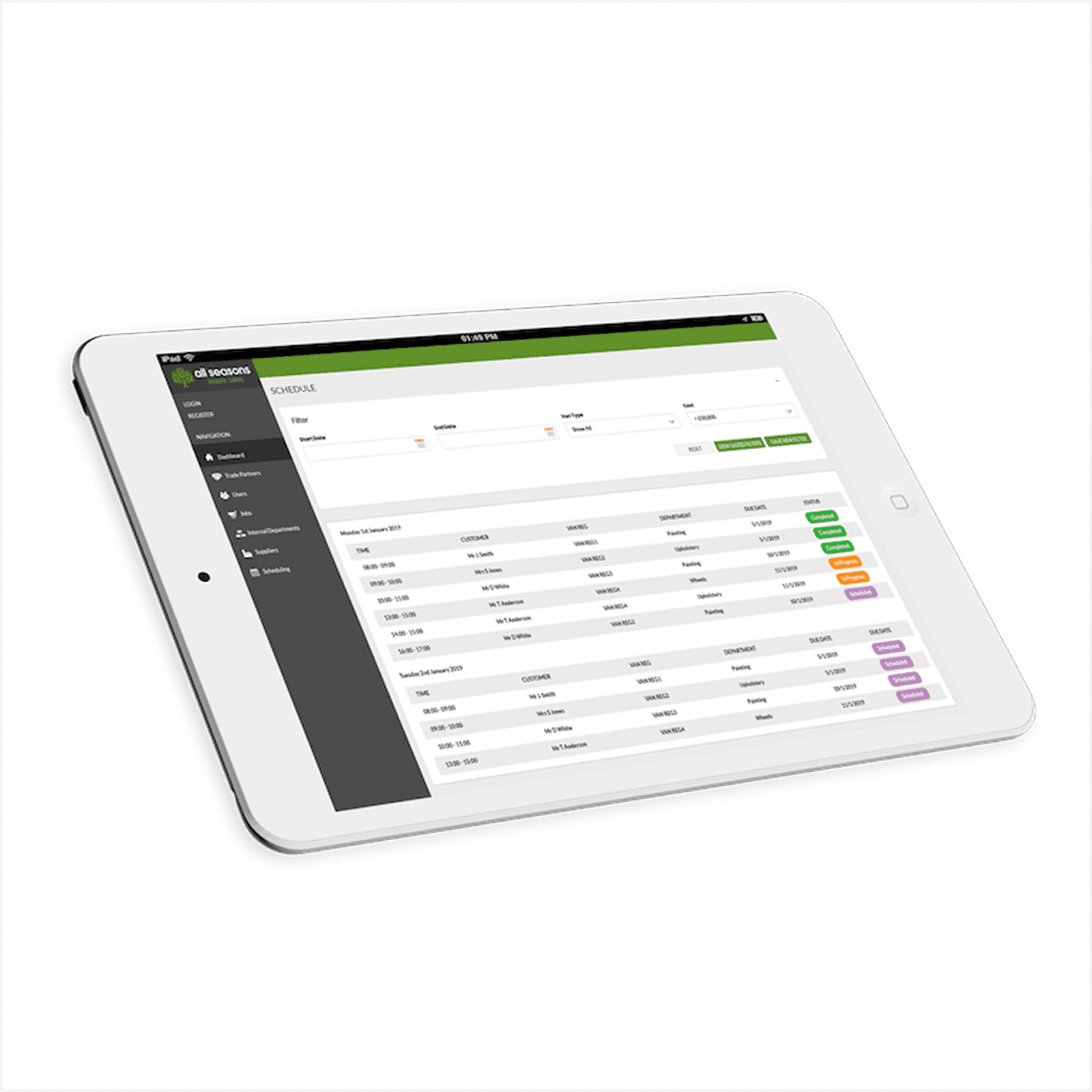 All seasons sorting app on ipad
