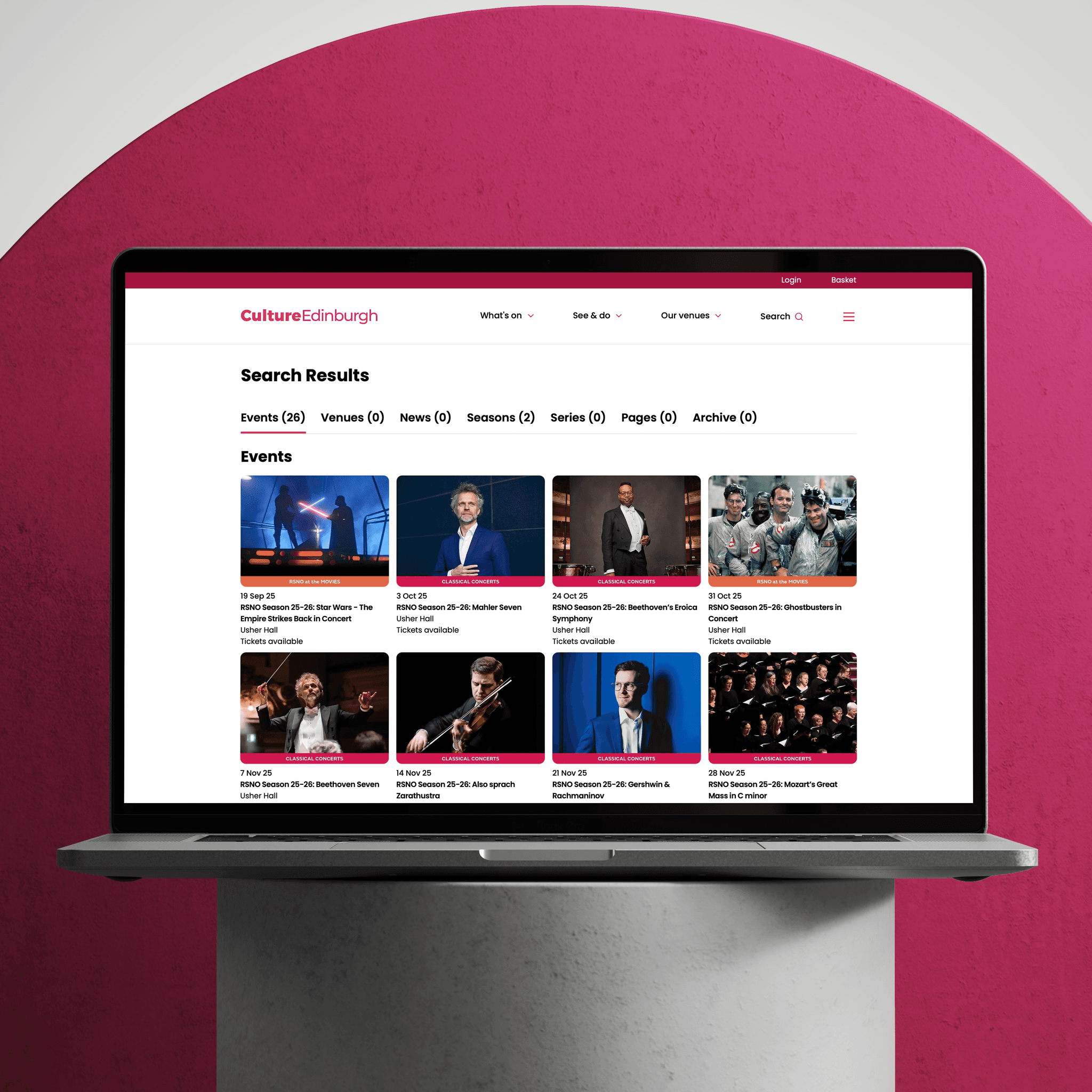 Culture Edinburgh website on laptop
