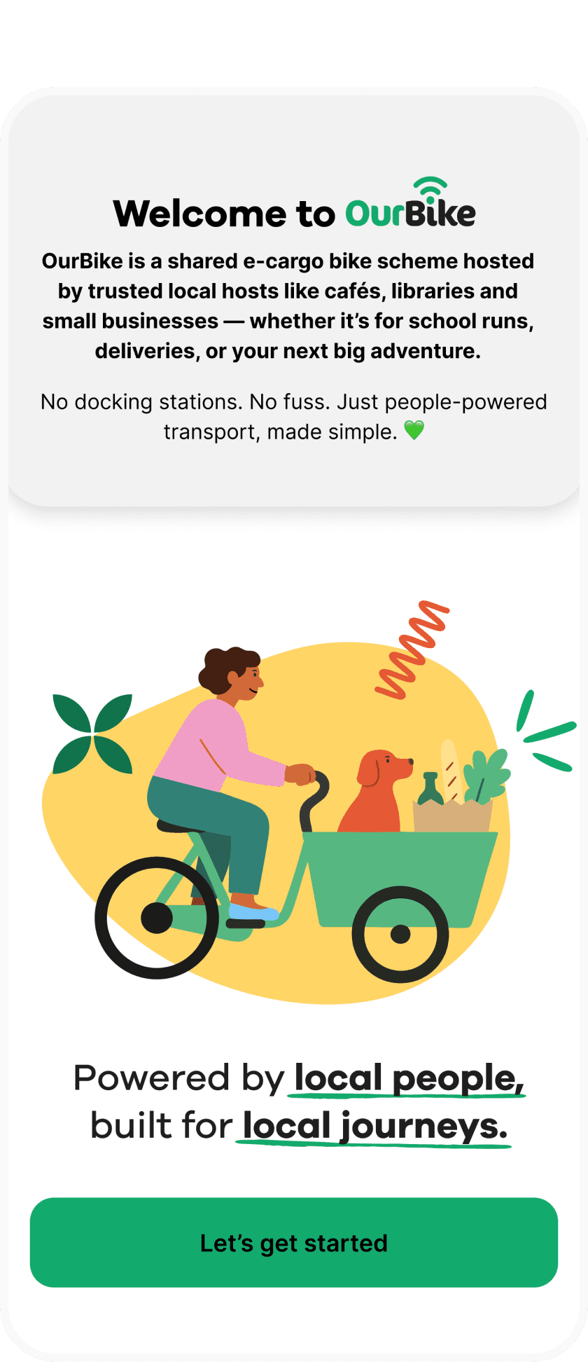 Our bike welcome screen