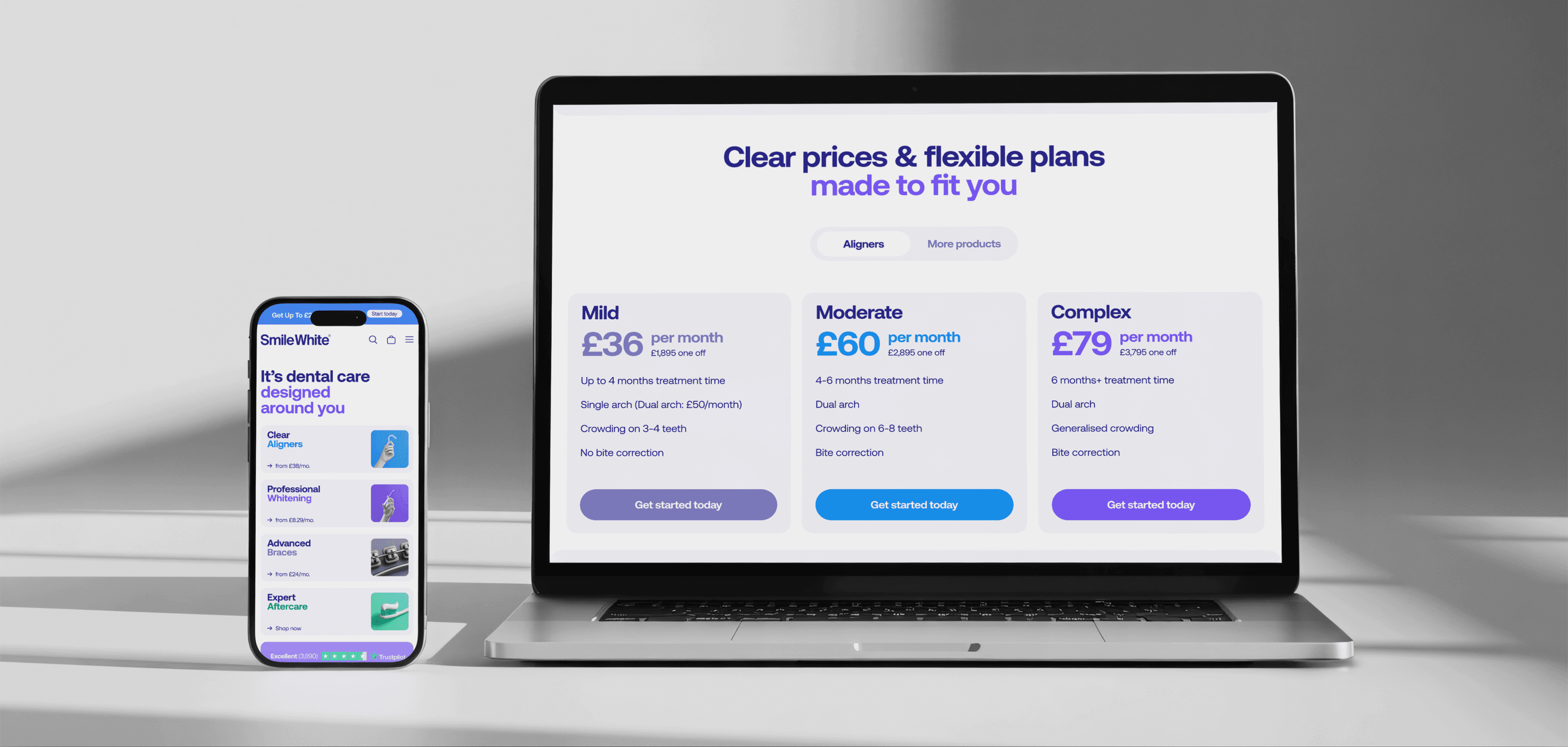 Smile white website on mobile and desktop