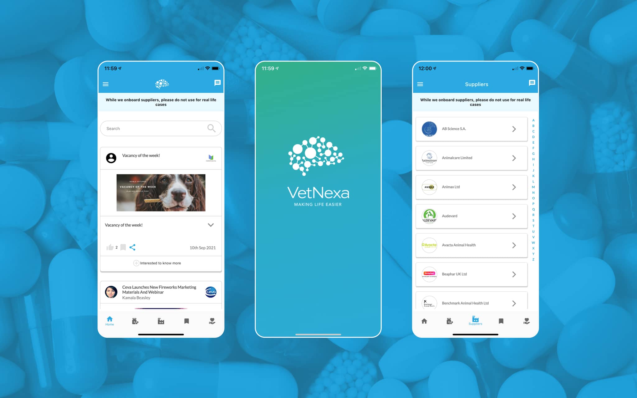 VetNexa app screens