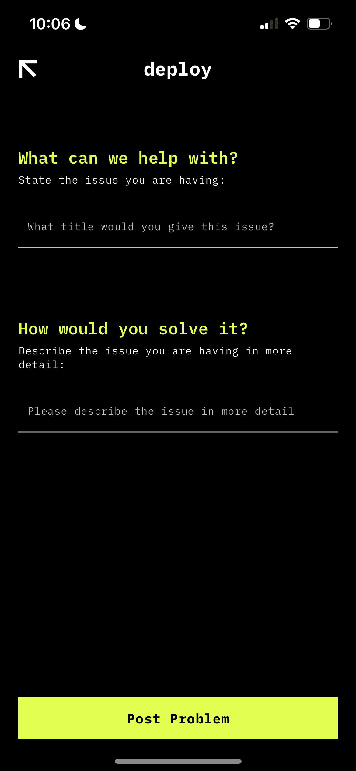 Deploy app questionnaire 