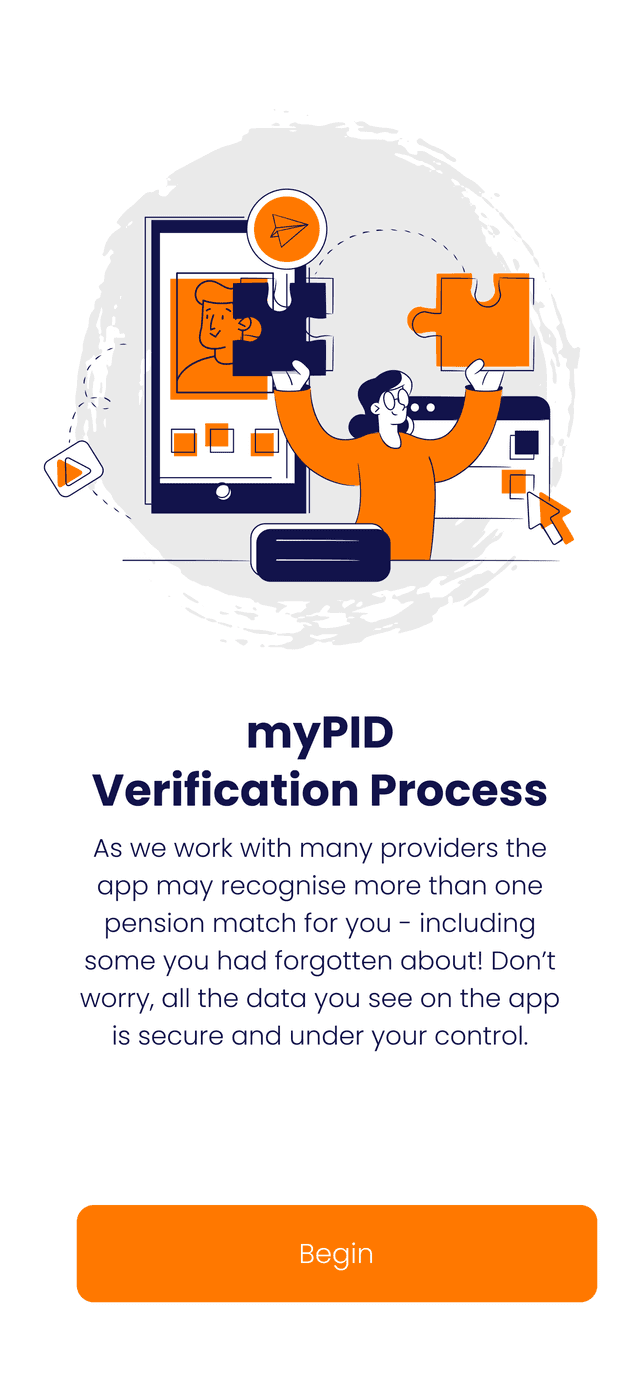 mypensionID app onboarding screen