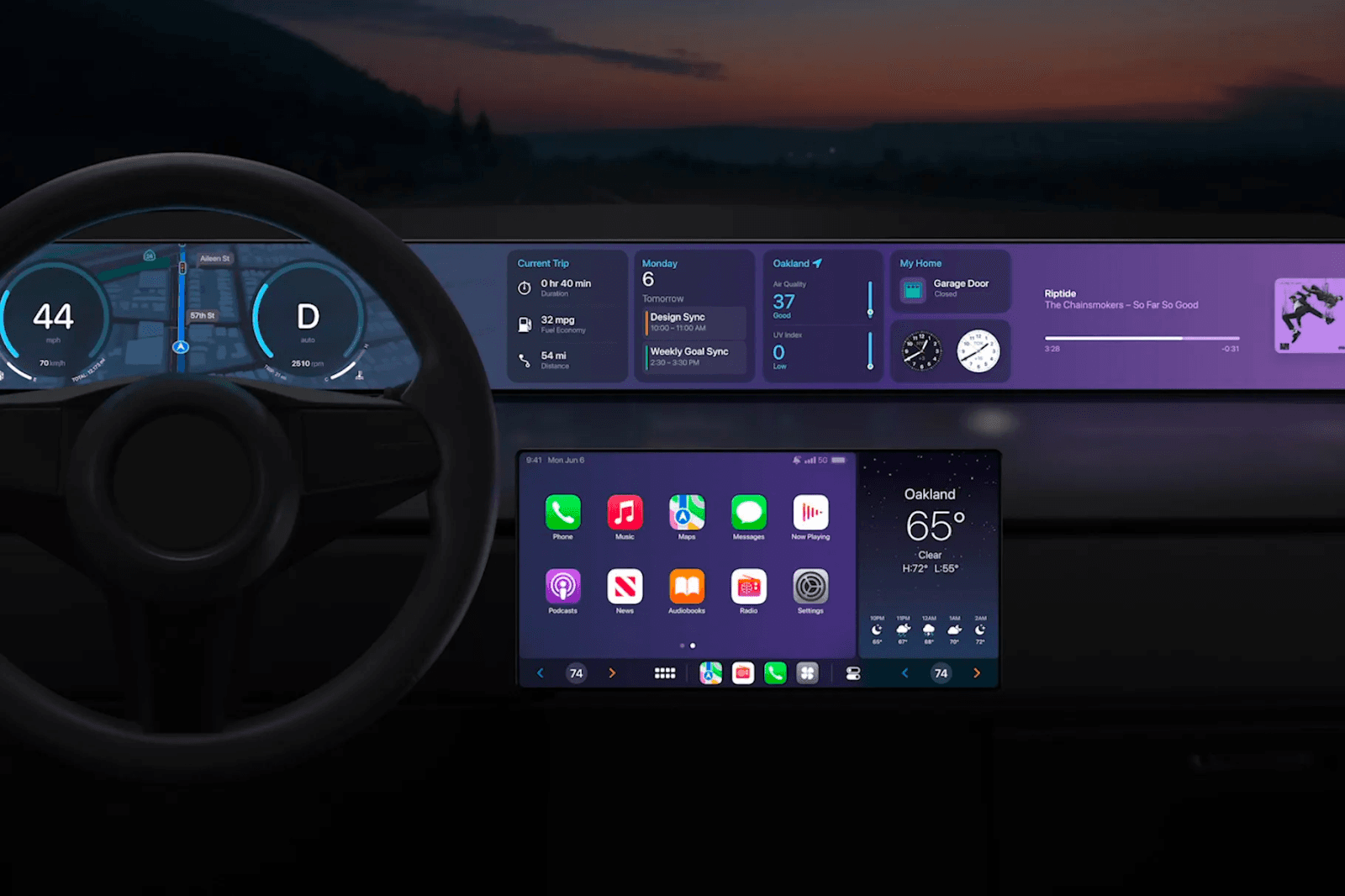 App Car play shown in a car interior