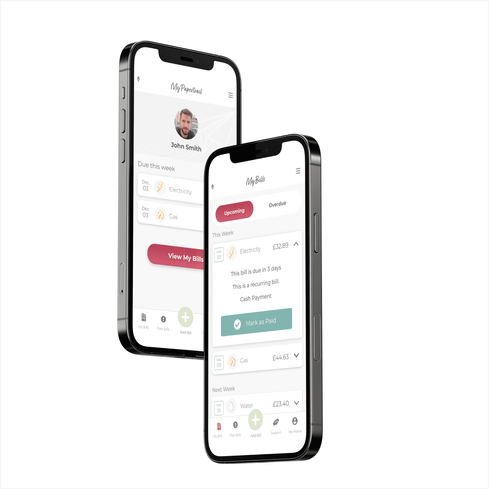 My Paper Trail mobile app on iPhone