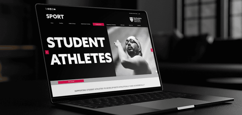 Northumbria sport website on macbook mockup