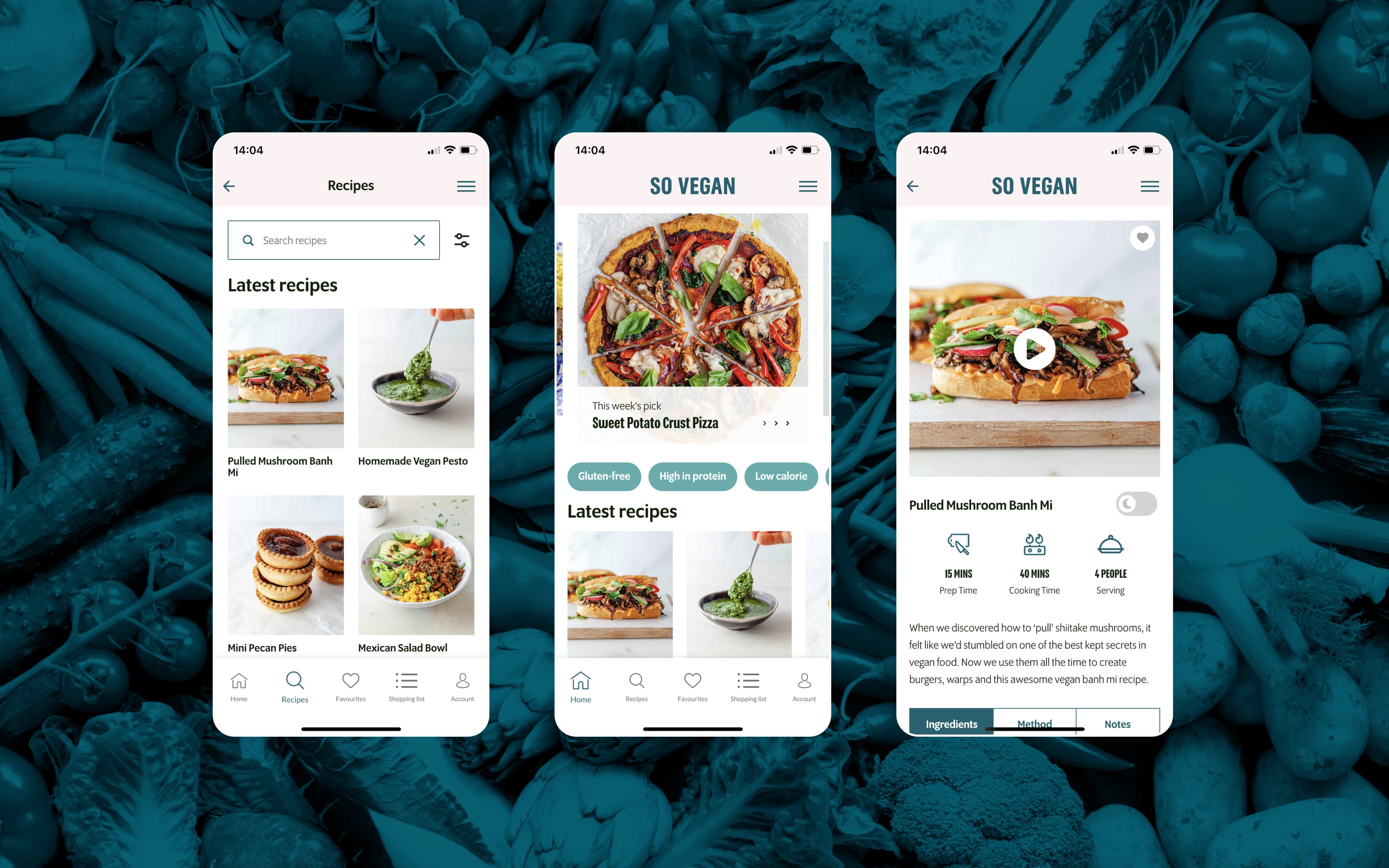 So vegan app phone screens 
