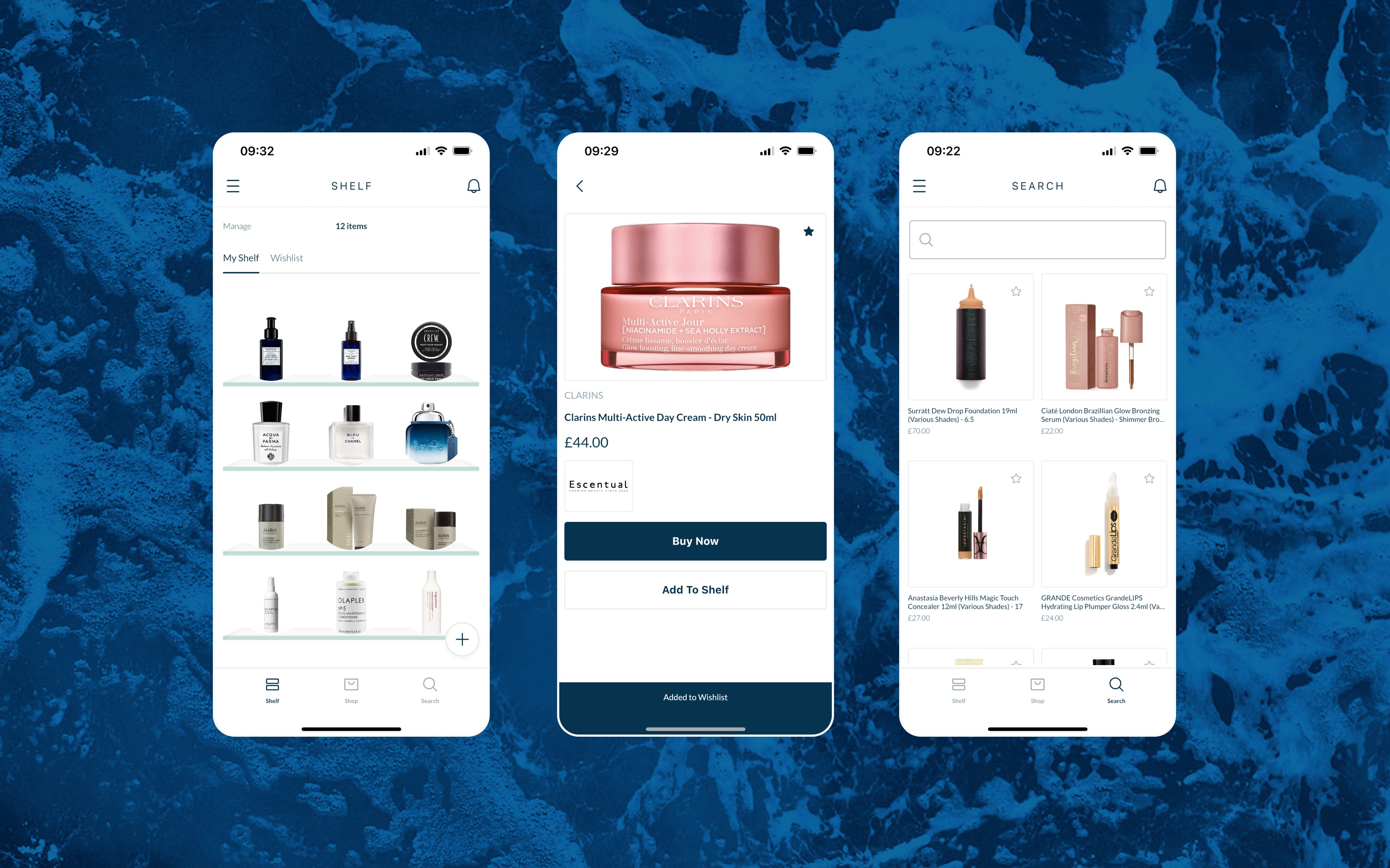 Mockups of SKIN App on background