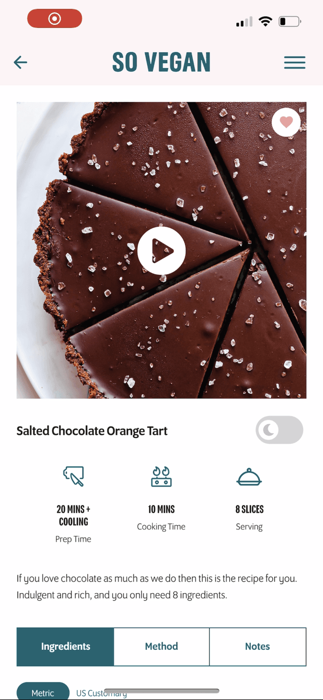 So Vegan app chocolate tart