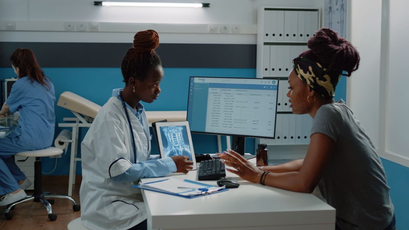 Patient with doctor