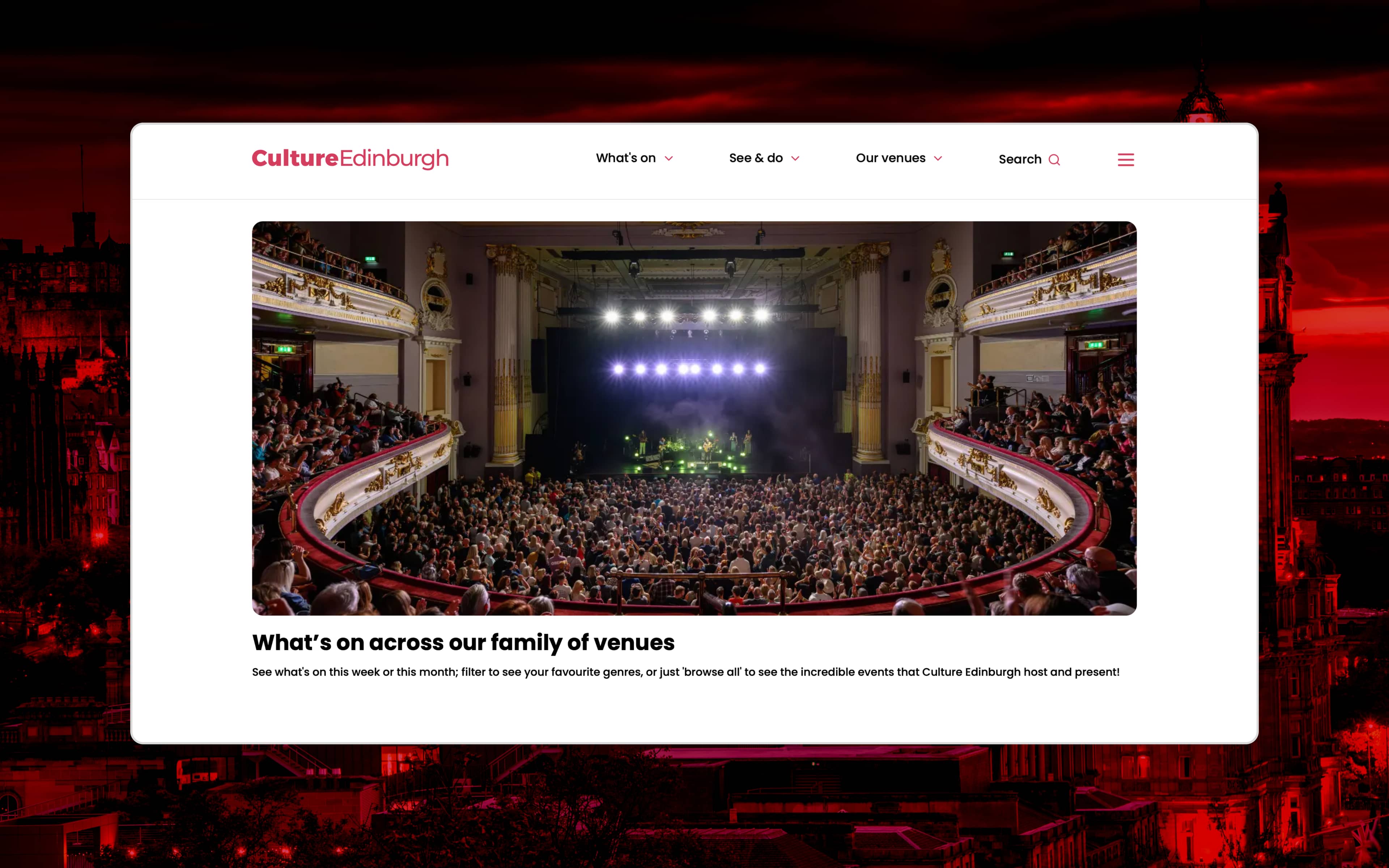 Culture Edinburgh Venue Search Web Page